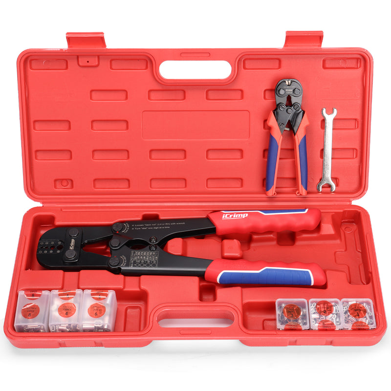 IWS-1608CWR Wire Rope Crimping Tool Kit with Wire Rope Cutter and 375pcs Sleeve Kit, Fishing Crimping Tool IWS-1608M & CWR-35, Set in Box