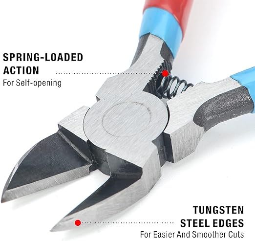 PL2100/PL2200 Diagonal Flush Cutter, Side Cutting Pliers, Electronics Pliers with Pointed Nose for Reeled Terminals, Soft Wires, Electronics, Zip Tes Cable Stripper & Wire Cutters iCrimp