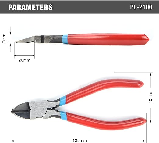 PL2100/PL2200 Diagonal Flush Cutter, Side Cutting Pliers, Electronics Pliers with Pointed Nose for Reeled Terminals, Soft Wires, Electronics, Zip Tes Cable Stripper & Wire Cutters iCrimp