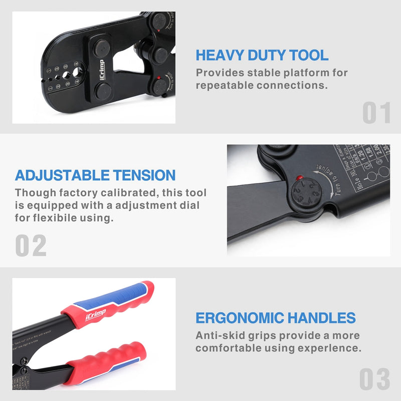 ICP-1608MTK Wire Rope Crimping Tool Kit with Wire Rope Swager, Wire Rope Cutter and Aluminum Loop Sleeves 3/64'',1/16'',5/64'', 3/32'',7/64'',1/8''
