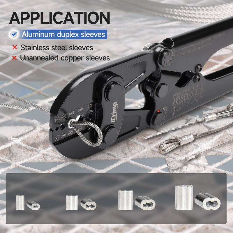 IWS-1608B Wire Rope Crimping Tool for 1/16"to 3/16"