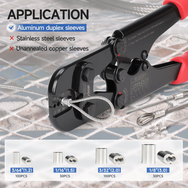 IWS-1608MC  Wire Rope Crimping Tool/Cutter for 3/64-1/8-inch
