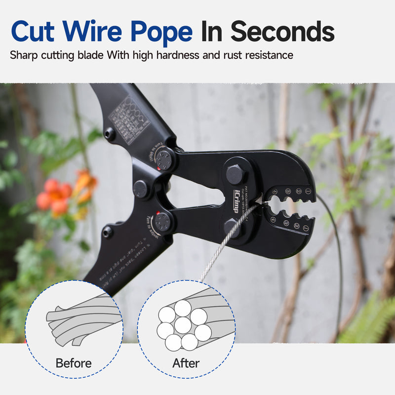IWS-1608MC  Wire Rope Crimping Tool/Cutter for 3/64-1/8-inch