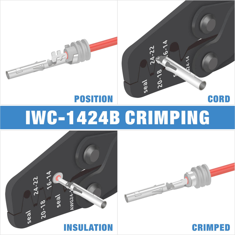KIT-DC02 Wire Crimping Tool Kit for Deutsch Connectors and Weather Pack Terminals with Connector Removal Tools Hand Crimping Pliers iCrimp