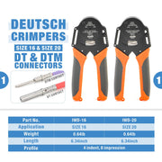 KIT-DC02 Wire Crimping Tool Kit for Deutsch Connectors and Weather Pack Terminals with Connector Removal Tools Hand Crimping Pliers iCrimp