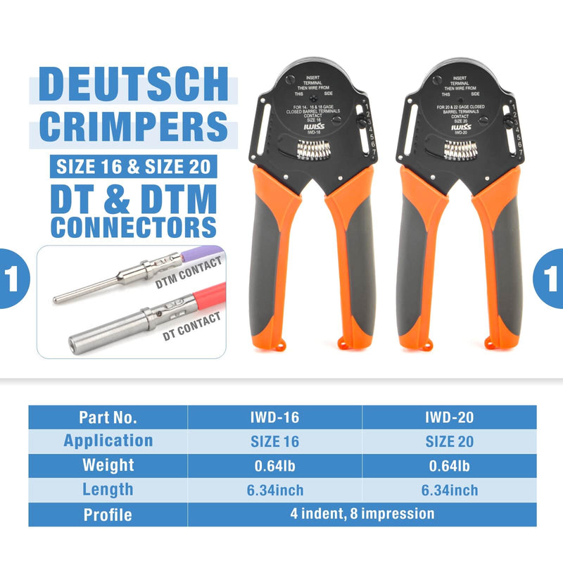 KIT-DC02 Wire Crimping Tool Kit for Deutsch Connectors and Weather Pack Terminals with Connector Removal Tools Hand Crimping Pliers iCrimp