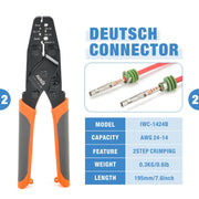KIT-DC02 Wire Crimping Tool Kit for Deutsch Connectors and Weather Pack Terminals with Connector Removal Tools Hand Crimping Pliers iCrimp