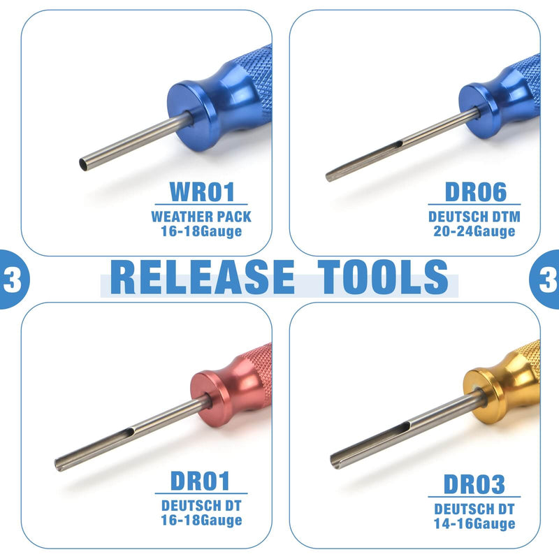 KIT-DC02 Wire Crimping Tool Kit for Deutsch Connectors and Weather Pack Terminals with Connector Removal Tools Hand Crimping Pliers iCrimp