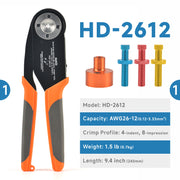 HD-2612 Deutsch Crimping Tool with Mountable Locator, for Solid Contacts(Size 12, 16, 20) Deutsch DT, DTM, DTP Connectors, Amphenol AT Pins Hand Crimping Pliers iCrimp