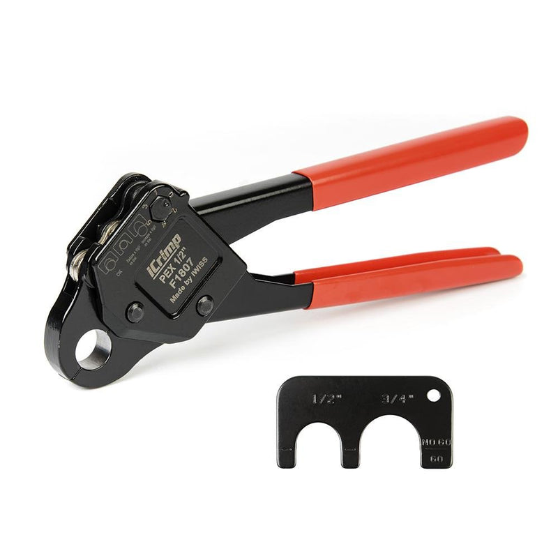 CL 1/2" ASTM F1807 PEX Pipe Crimping Tool, for 1/2-inch Copper Pex Crimps Rings, with Go/No-Go Gauge, Angled Head PEX Pipe Tools iCrimp