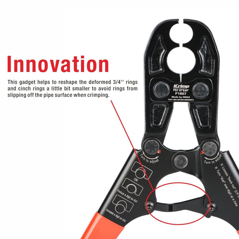 IWS-1234PSK Tool Set ASTM F1807 1/2 and 3/4-inch Dual PEX Crimper w/Copper Rings,PEX Cutter and Gauge PEX Pipe Tools iCrimp