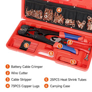 IWS-50BN Kit Battery Cable Lug Crimping Tool Kit for AWG 8-1/0 Electrical Lug with cable cutter & Stripper Hand Crimping Pliers IWISS TOOLS