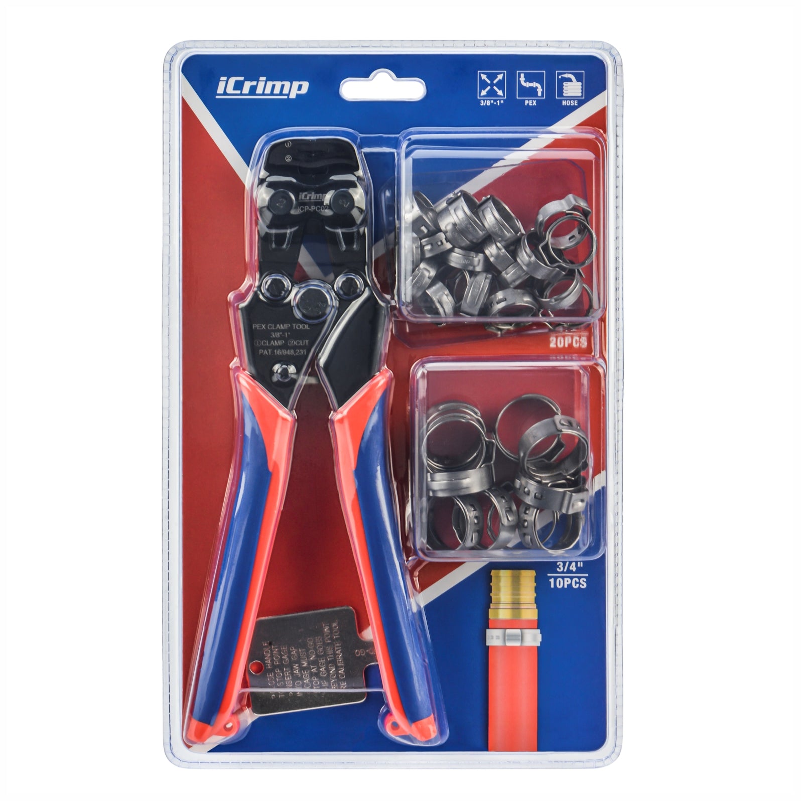 iCrimp PEX Crimping Tool for 1/2 and 3/4Copper Rings w/PEX Cutter and Gauge iCrimp PEX Crimping Tool for 1/2 and 3/4Copper Rings w/PEX Cutter and Gauge