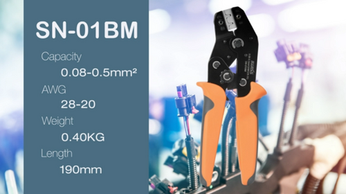 SN-01BM Ratchet Crimping Tool for 0.08-0.5mm² (28-20AWG) Hand Crimping Pliers iCrimp