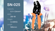 SN-025 Ratchet Crimper AWG28-18, 0.1-1.0mm2 Hand Crimping Pliers iCrimp