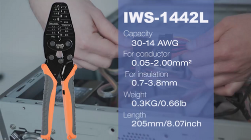 IWS-1442L Micro Connector Crimper Plier for Crimping 30AWG to 14AWG Open-barrel and Connectors from Molex, TE AMP, for RC Car, 3D Printer Hand Crimping Pliers iCrimp