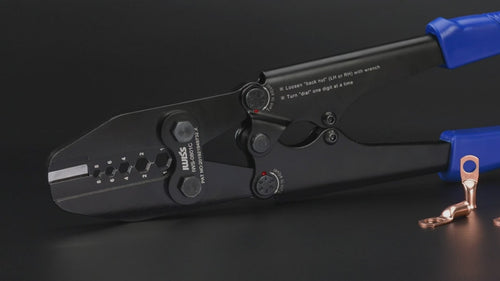 IWS-0801C Heavy Duty Copper Lug Crimping Tool for AWG 8,6,4,2,1 Gauge Battery Cable Ring Terminal Ends with Built-in Cable Cutter Hand Crimping Pliers iCrimp