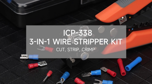 ICP-338 Kit Wire Stripper Tool Kit, Adjustable Stripper for 22-10 AWG with Insulated Terminals and Cable Tie Wire Stripper & Cable Cutter IWISS