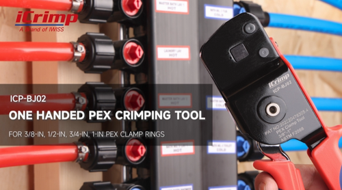 ICP-BJ02 PEX Clamp Cinch Tool, One Handed PEX Crimping Tool for Pinching 3/8-in, 1/2-in, 3/4-in, 1-in PEX Clamp Rings, Patented PEX Pipe Tools iCrimp