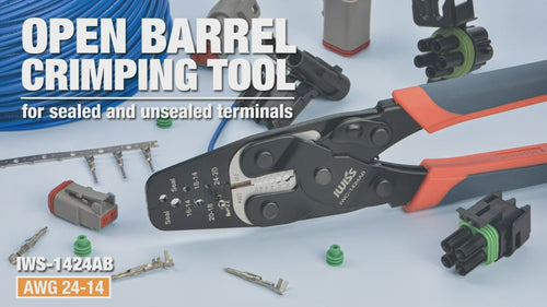 IWC-1424AB Open Barrel Terminal& Weather Pack Terminal Crimper for AWG 24-14 with Built-in Wire Stripper&Cutter Hand Crimping Pliers iCrimp