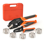 IWS-QC KIT Rachet Crimping Tool Set, Quick Change Jaws for Open Barrel Terminals, Insulated& Non-insulated Terminals, Solar Terminals, End Sleeves Ferrules- 8PCS included Hand Crimping Pliers iCrimp