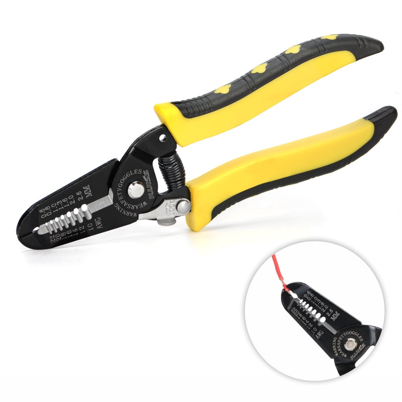 IWS-049 Multi-functional Wire Stripper and Cable Cutter for AWG22-10 Cable Wire, 7.5-inch Wire Stripper & Cable Cutter iCrimp