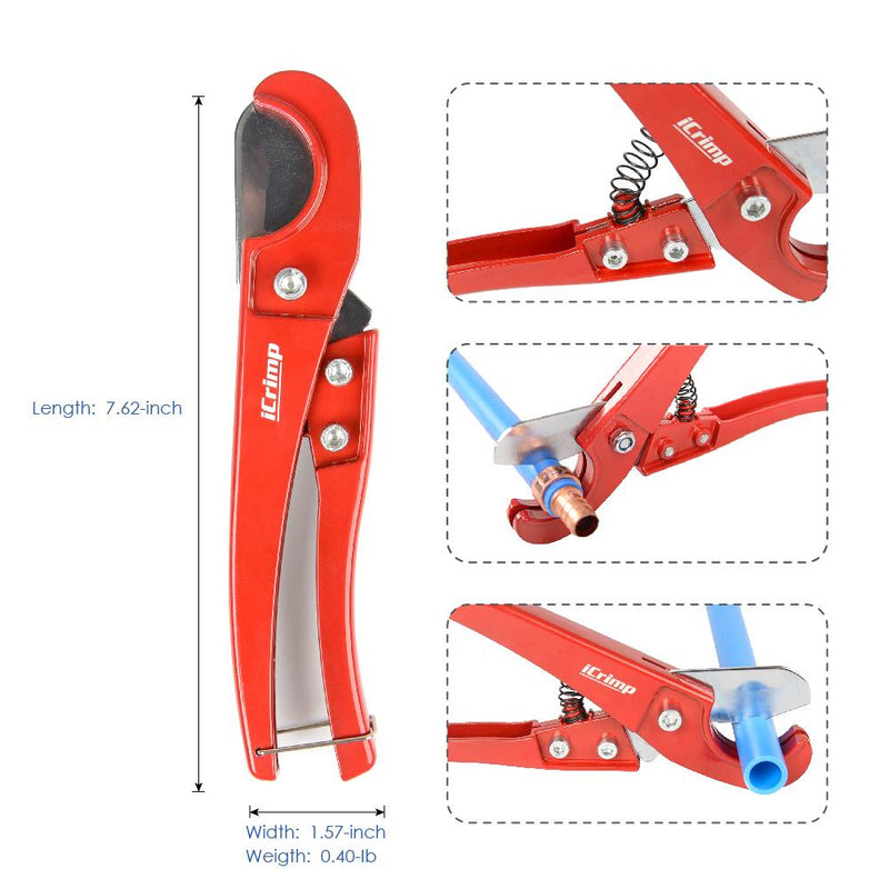 CRP0409 ASTM F2098 PEX SS Clamp Cinch Tool Kit for 3/8" - 1" PEX Pipe Tools iCrimp