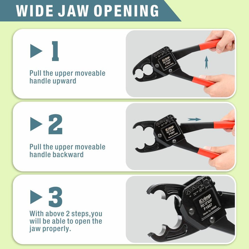 IWS-1234W 1/2"&3/4" Angel Combo PEX Pipe Crimping Tool-Single Tool with Go/No-Go Crimp Gauge PEX Pipe Tools iCrimp