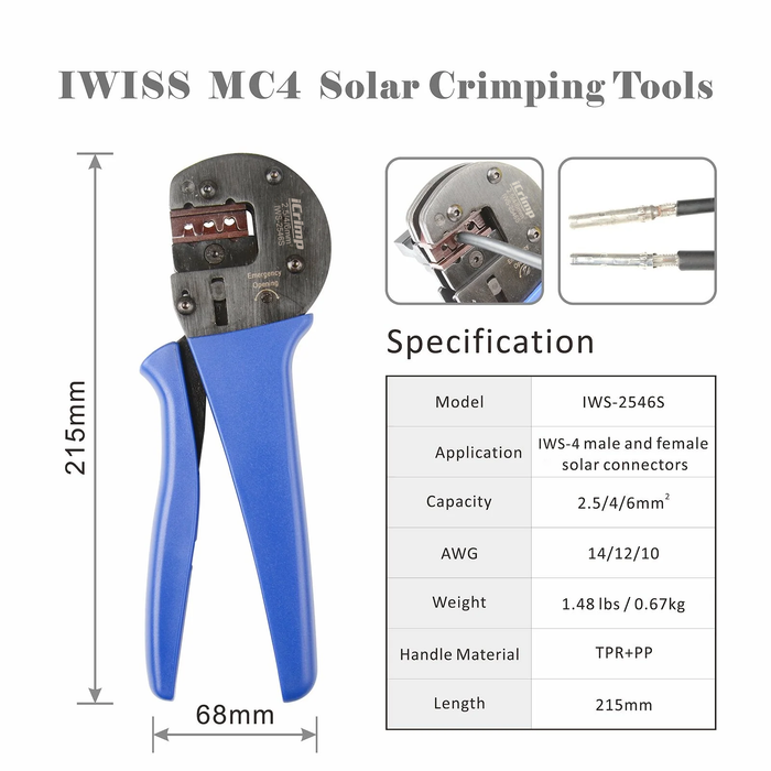 IWS-2546S Solar panel crimping tool for 2.5/4/6mm2