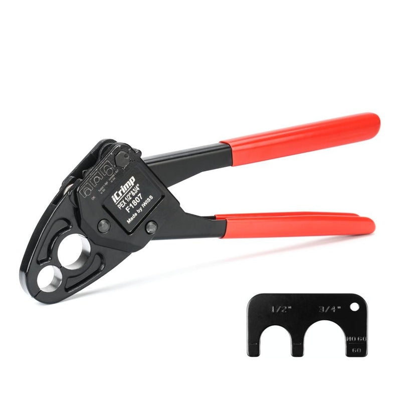 IWS-1234W 1/2"&3/4" Angel Combo PEX Pipe Crimping Tool-Single Tool with Go/No-Go Crimp Gauge PEX Pipe Tools iCrimp