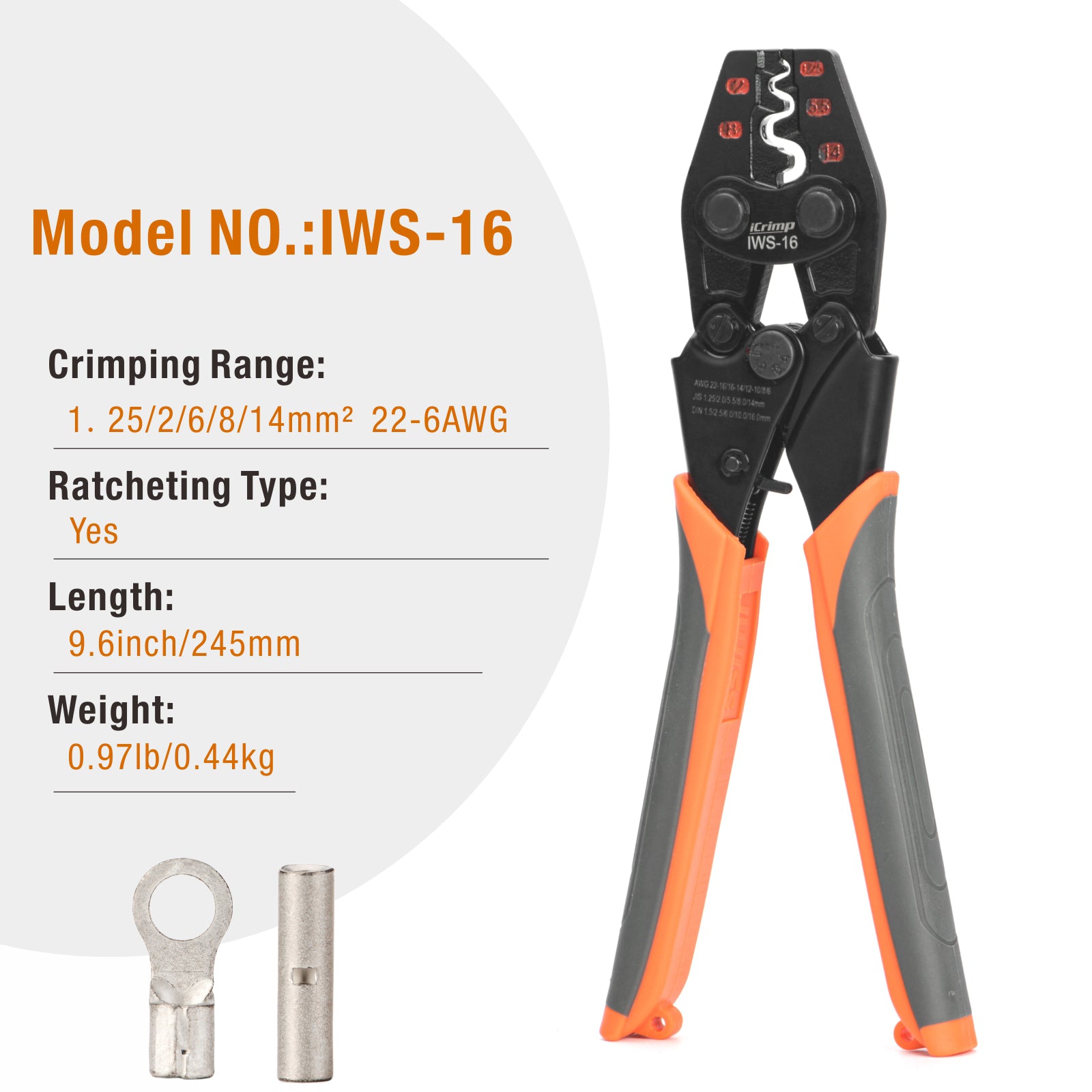 Icrimp Non Insulated Terminal Crimper Awg 22 6 Ratchet Wire - View #12