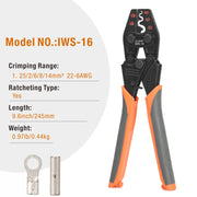 IWS-16 Non Insulated Terminal Crimper, AWG 22-6 Ratchet Wire Crimper Tool for Battery Cable Terminal, Copper Butt Connector, Splice Wire Connectors Hand Crimping Pliers iCrimp
