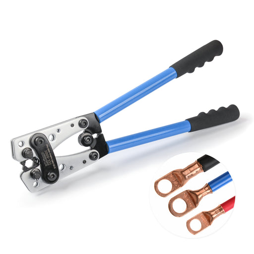 HX-50BI Wire Terminal Crimping Tool, Cable Lug Crimper for AWG8-1/0 CU/Al Terminal Lugs