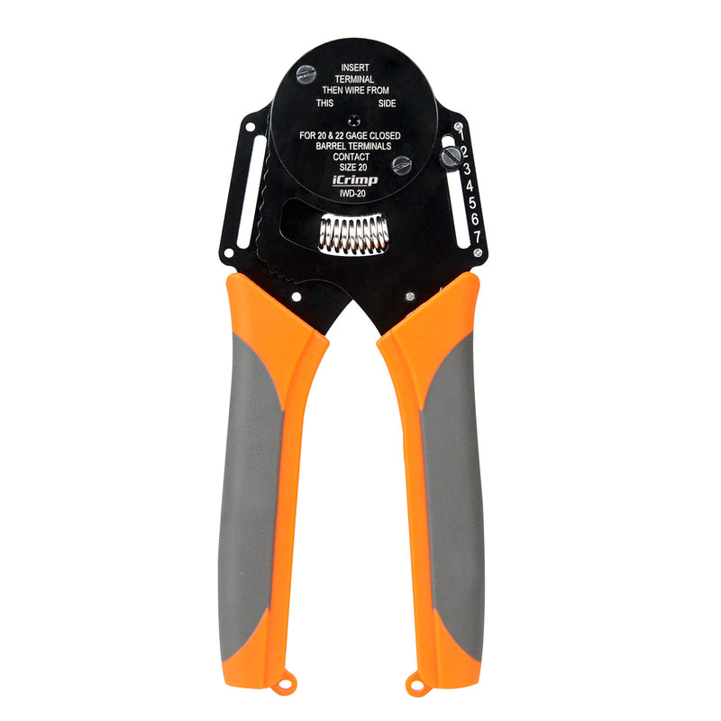 IWD-20 Closed Barrel Crimper 4 way Indents, 8 Impressions for Deutsch Solid Contacts gage 20&22 Hand Crimping Pliers iCrimp