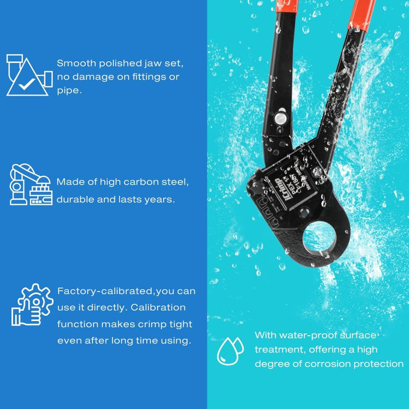 CL 1" ASTM F1807 PEX Pipe Crimping Tool, for 1-inch Copper Pex Crimps Rings, with Go/No-Go Gauge, Angled Head PEX Pipe Tools iCrimp