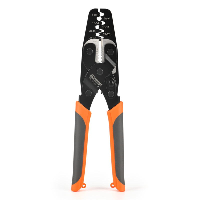 IWC-1424AB Open Barrel Terminal& Weather Pack Terminal Crimper for AWG 24-14 with Built-in Wire Stripper&Cutter Hand Crimping Pliers iCrimp