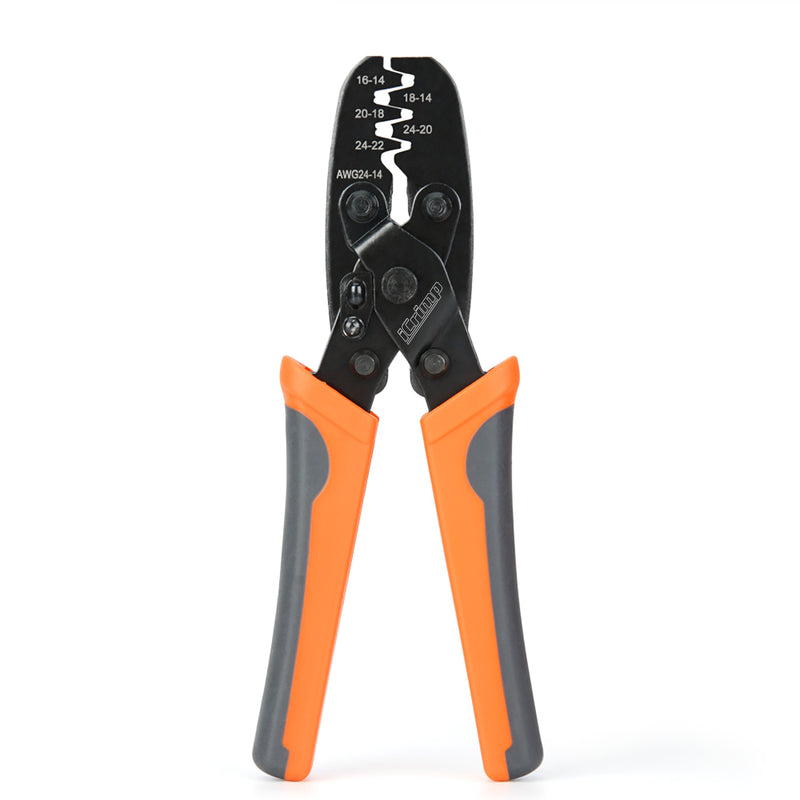 IWS-1424A Non Insulated Open Barrel Terminal Crimp Tool - Wire Crimper for Molex, Delphi, AMP/Tyco, Harley, PC/Computer, Automotive 24-14 AWG Hand Crimping Pliers iCrimp