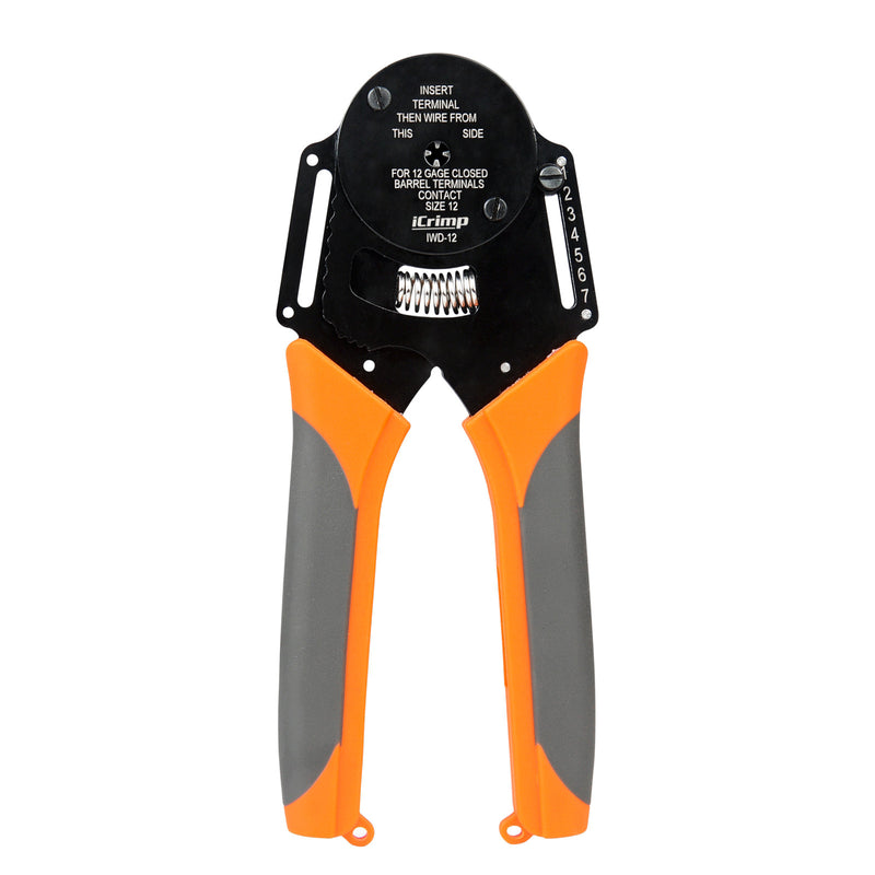 IWD-12 Closed Barrel Crimper 4 Way Indent,8 Impression Type for Deutsch Solid Contacts gage 12 Hand Crimping Pliers iCrimp
