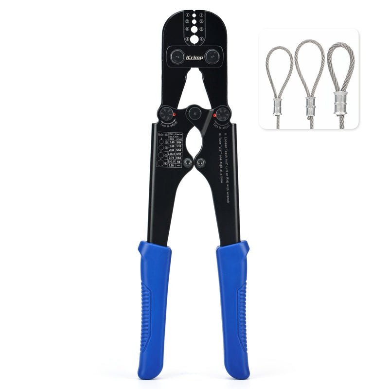 IWS-1608M Wire Rope Crimping Tool for Aluminum Oval Sleeves,Double Sleeves,Crimping Loop sleeve from 3/64-inch to 1/8-inch Wire Rope Swaging Tools iCrimp