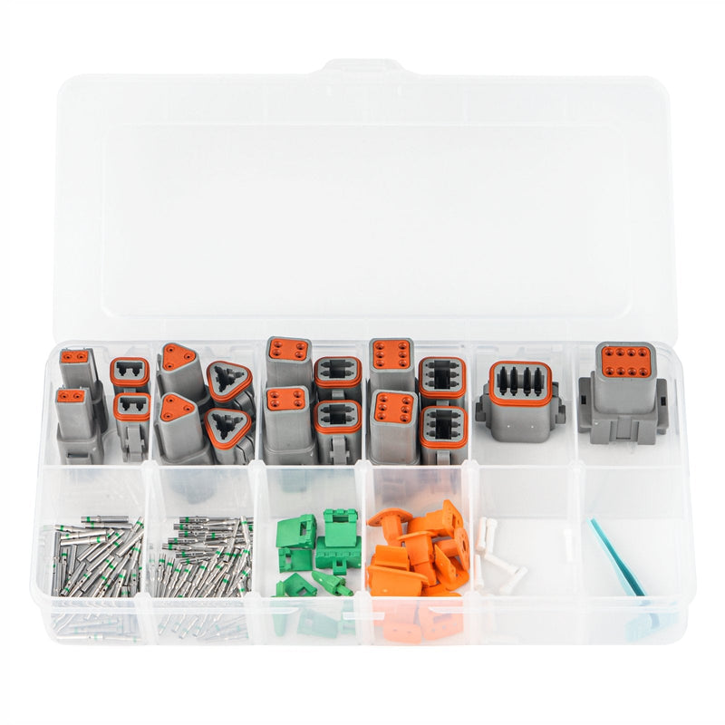 KIT-125 DT Connector Kit 125pcs include 2 3 4 6 8 Housings and Pin & Socket Sealed Terminals, for 20-14 Gauge Wire Terminal Kits IWISS