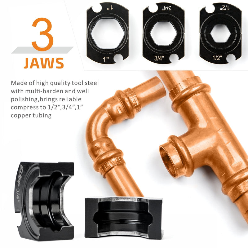 IWS-1632AF-North America Copper Pipe Press Tool with 1/2,3/4,1-inch interchangeable Jaws Copper Pipe Tools iCrimp