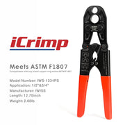 IWS-1234PSK Tool Set ASTM F1807 1/2 and 3/4-inch Dual PEX Crimper w/Copper Rings,PEX Cutter and Gauge PEX Pipe Tools iCrimp