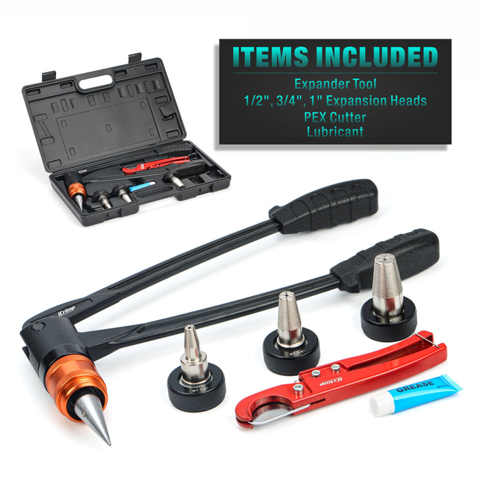 IWS-1960R PEX Expansion Tool Kit, Sized 1/2,3/4,1-inch, Auto Rotation Expander Tool with Pex-A Tubing Installed for Uponor ProPEX, PowerPEX Expansion Ring