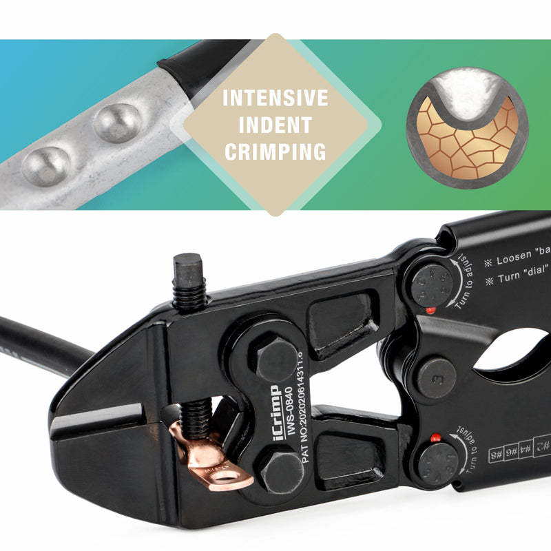 IWS-0840 Punch Type Battery Lug Crimping Tool For AWG8-4/0 Hand Crimping Pliers iCrimp