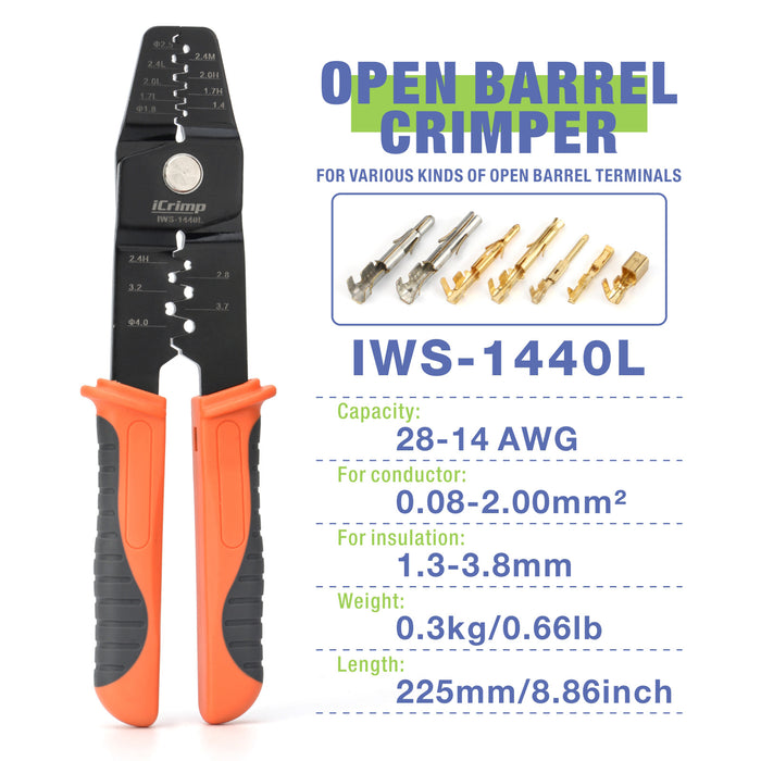 IWS-1440L Open Barrel Terminals Crimper for AWG 28-14