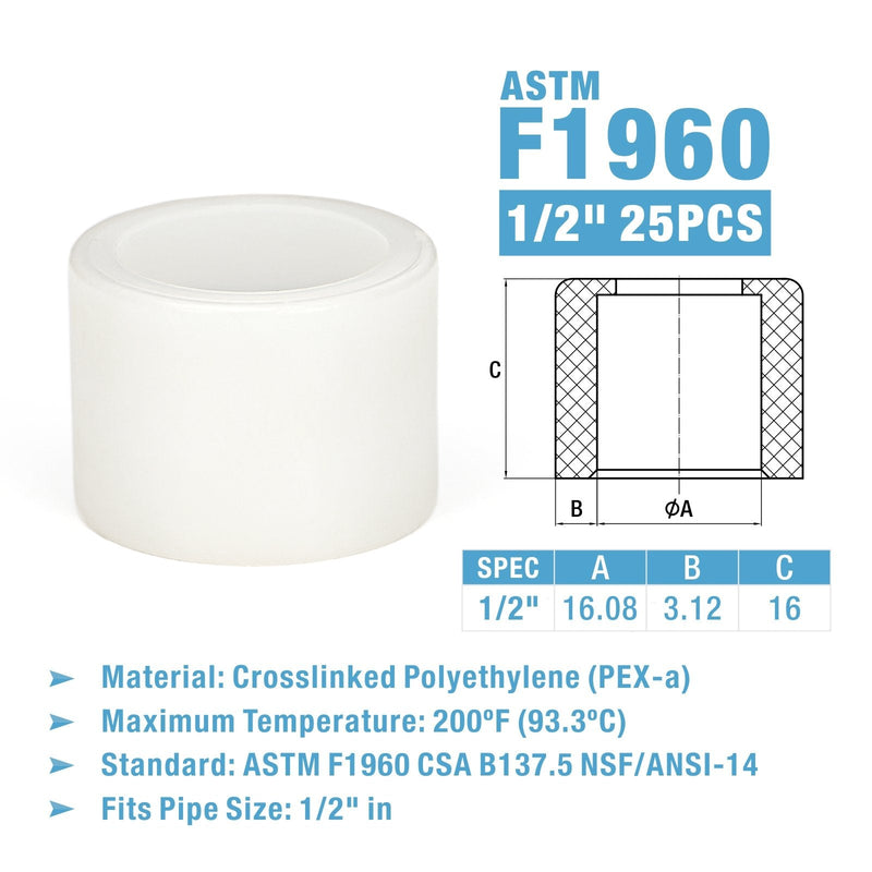 IWS-F2 F1960 1/2 in. Expansion Ring w/ Stop Edge for PEX-A Pipe 25pcs Pipe Fittings IWISS