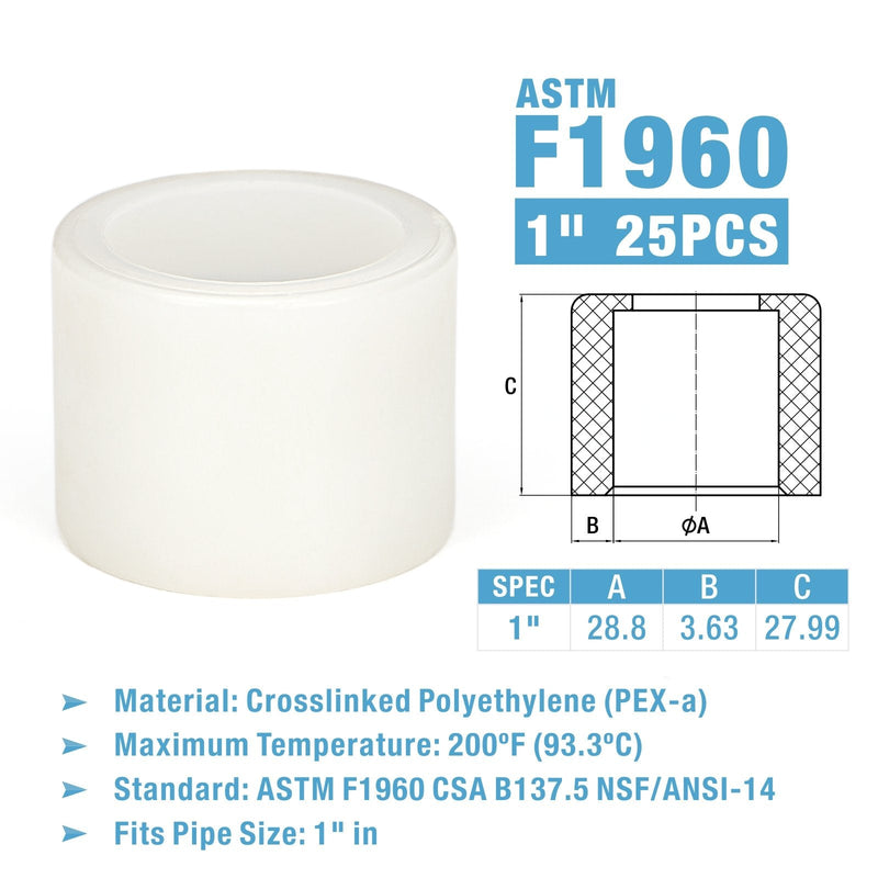 IWS-F4 F1960 1- in. Expansion Ring w/ Stop Edge for PEX-A Tubing 25pcs Pipe Fittings IWISS