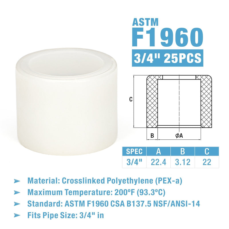 IWS-F3 F1960 3/4 in. Expansion Ring w/ Stop Edge for PEX-A Pipe 25pcs Pipe Fittings IWISS
