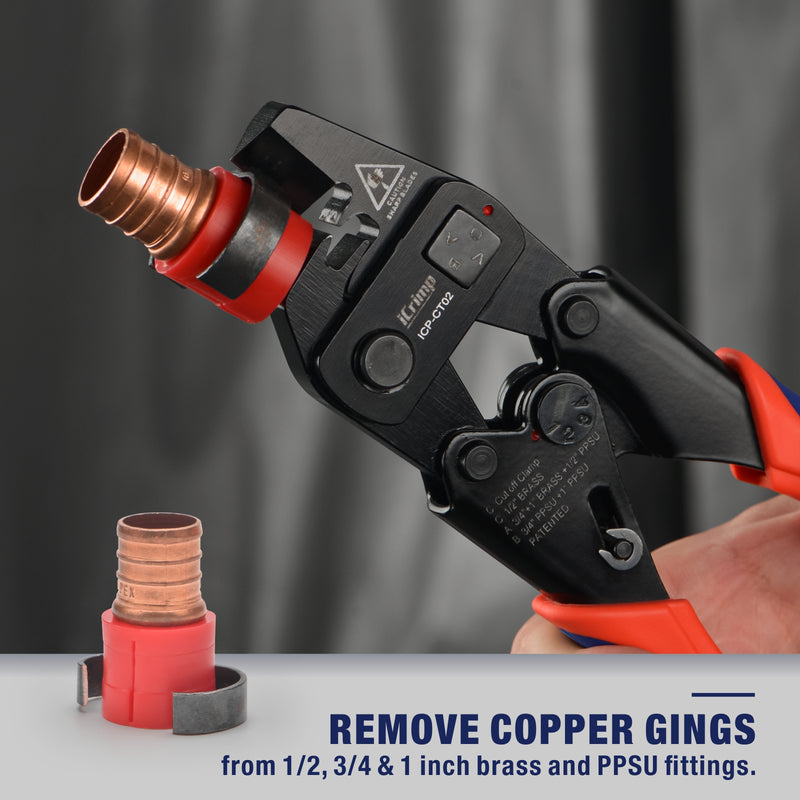 ICP-CT02 PEX Removal Tool for 1/2-in, 3/4-in, 1-in PEX Copper Crimp Rings & Stainless Steel Clamps PEX Pipe Tools iCrimp