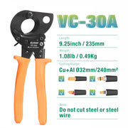 VC-30A Copper&Aluminum Cable Cutter Up To 240mm²/dia 32mm Wire Stripper & Cable Cutter iCrimp